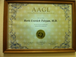 Сертификат члена Американской Ассоциации гинекологов-эндоскопистов